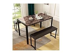 3-Pieces Faux Marble Dining Room Table Set