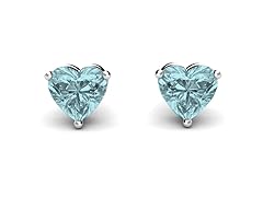 CZ Heart Aquamrine Earrings