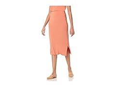 Womens PullOn Knit Midi Skirt Rust Orange (S)