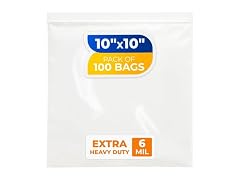 10" x 10" Reclosable Plastic Zip Bags, Pack of 100