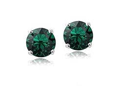 CZ Round Emerald Earrings