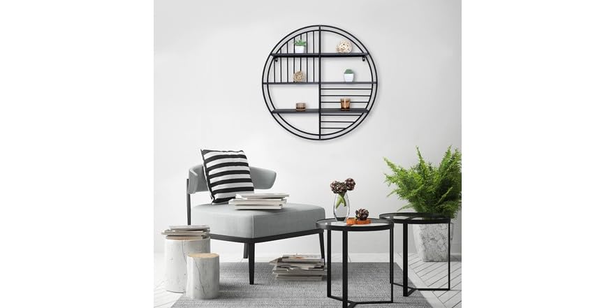 24" Linear Lines Round Shelf