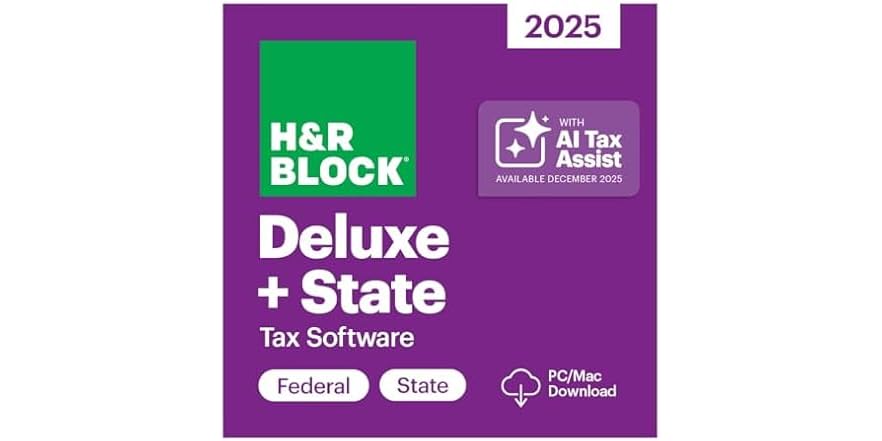 H&R Block Tax Software Deluxe + State 2025