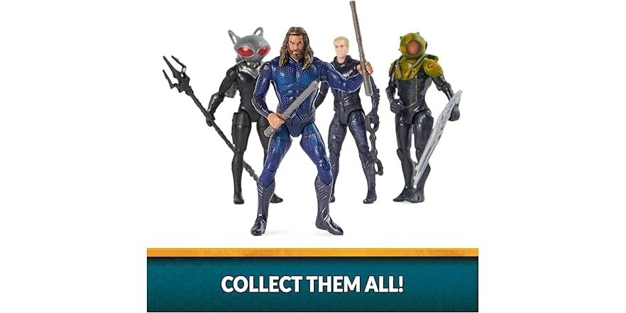 Aquaman DC Comics, pacchetto Volcanic Island (esclusiva ), 4 action figure da collezione con accessori, giocattoli per bambini da 3 anni in su