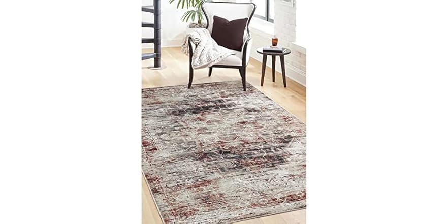 Superior Distressed Medallion Machine Washable Indoor Area Rug