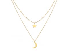 18K Gold Moon & Star Layered Necklace
