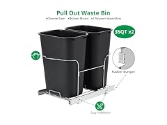2 x 35 Quart Double Bin Pull-Out Trash Can for Under Kitchen Cabinet,Black 