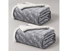 2-Pack Embossed Sherpa Throw Blankets