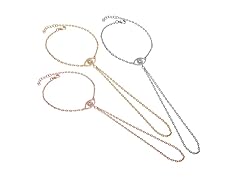 Rhodium Plated Evil Eye Hand Chain- Pick Color