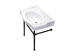 Kingston Brass 30" Ceramic Console Sink, White/Matte Black
