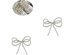 DivaGlamz 2 Pcs Pearls Bow Shoe Charms