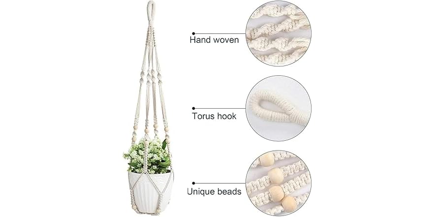 AKEIE Macrame Plant Hanger 3 Pack Indoor & Outdoor