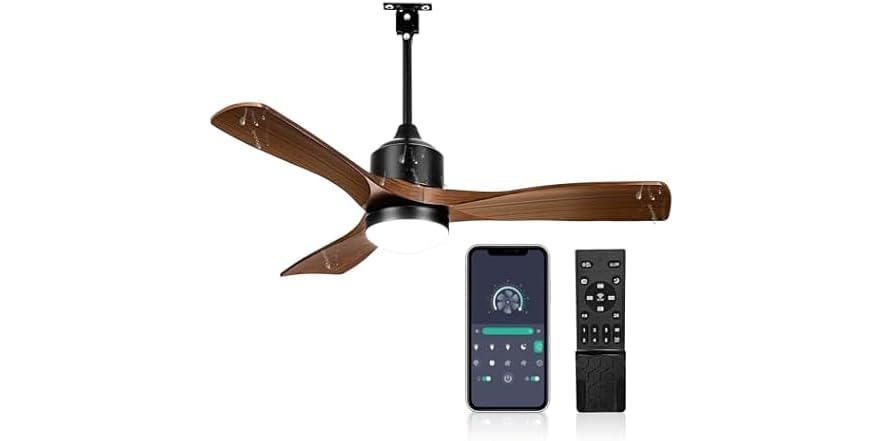 AMZATYI 42 Inch Smart Outdoor Ceiling Fan, Brown