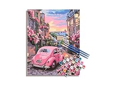 hoshiron Paint by Numbers Kit Vintage Pink Car