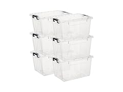 Cetomo 18Qt Lidded Stackable Storage Box, Pack of 6
