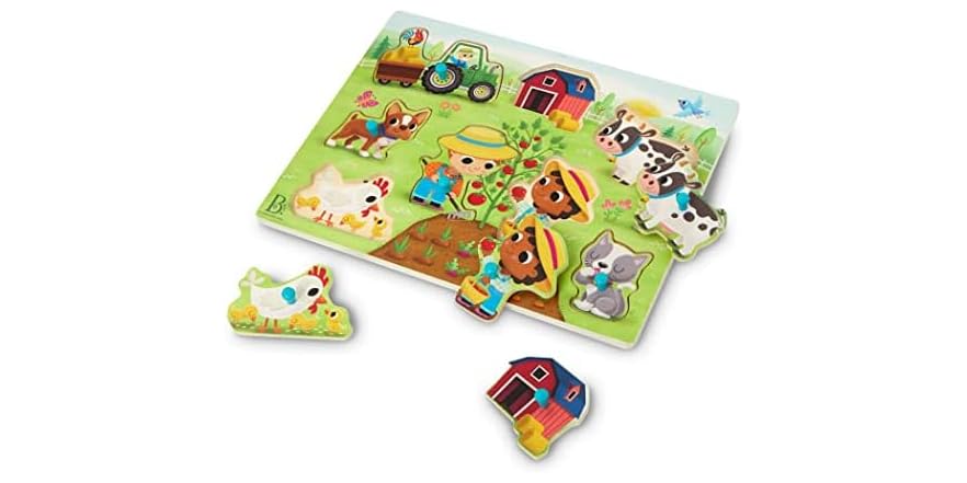 B. toys – Barnyard – Wooden Peg Puzzle