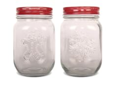 Art+Cook 2 Pack Embossed Holiday Mason Jars