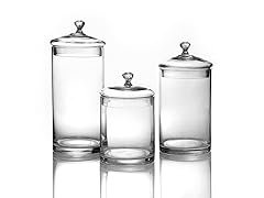 Style Setter/Soho 3-Pc Glass Canisters w/Silver Knobs