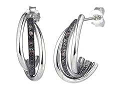Silver Champagne Diamond Hoop Earrings