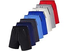 5Pk Mens Training Shorts w/ Dotted Trim