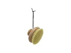 Creative Co-Op Beech Wood Body Brush with Round Handle and Leather Tie, Natural