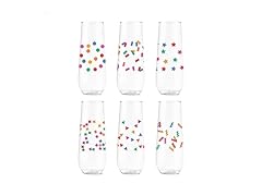 TOSSWARE 9oz Confetti Plastic Flute 6Pk