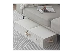 Sukkiri Homu Under Bed Fabric Zipper Blanket Storage Ivory White