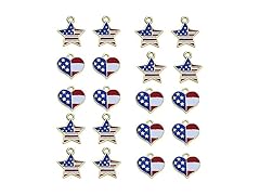 American Flag Star Heart Shaped Charms