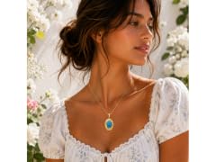 18K Gold Plated Pendant with Blue Stone