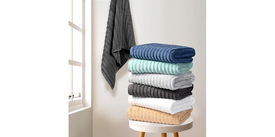 6 Pc Ribbed Egyptian Cotton Towel Set