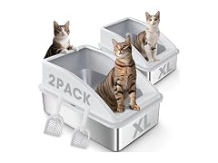 Tiovo 2 Pack Stainless Steel Cat Litter Box