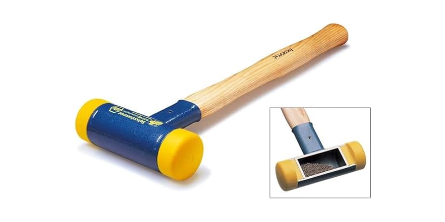 Wiha 83215040 Safety Medium Hard Soft-Faced Hammer – 40mm Impact Head With Hickory Handle, Blue/Yellow