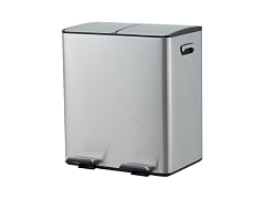 Dual Compartment Stainless Steel Kitchen Trash Can 40L (2 x 20L) Silver