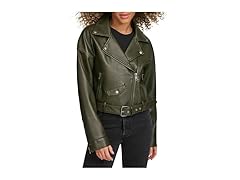 Levis Womens Faux Leather Cropped Moto Jacket