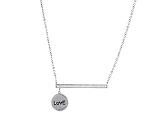 Swarovski Crystal Elements Bar & "Love" Disc Necklace