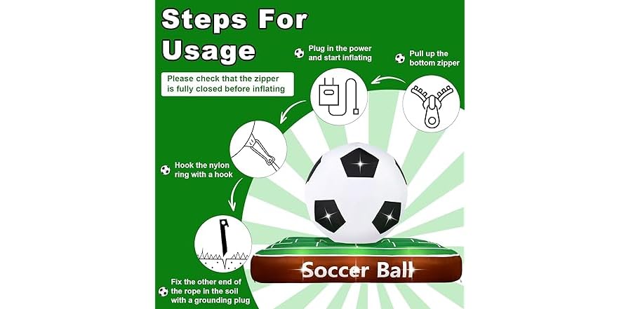 Popblow 6Ft Tall 8Ft Long Giant Inflatable Soccer Ball