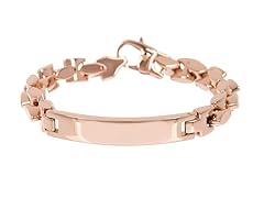 Blackjack Jewelry Polished 18K Rose Gold Plated Stainless Steel Chunky Link Id Bracelet