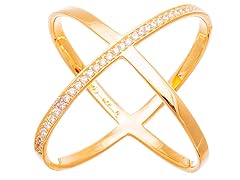 18K Gold Plated CZ X Ring