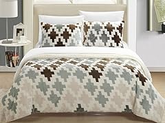 Mia 3-Piece Plush Microsuede Printed Sherpa Blanket Set