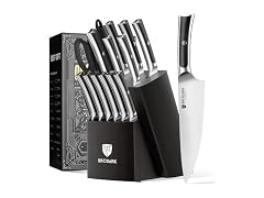 BRODARK Knife Set 15 PCS Pakkawood Handle