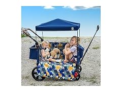 EVER ADVANCED Blue Side-Unzip Stroller Wagon for 2 Kids