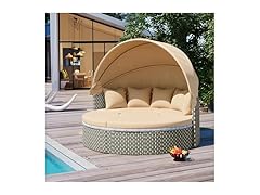Merax Patio Furniture Round Outdoor Sectional Sofa Set