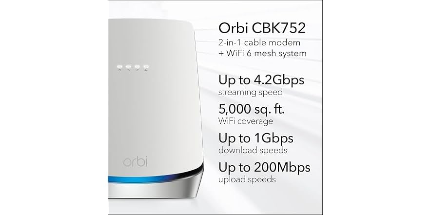(New)NETGEAR Orbi Cable Modem Router Combo Mesh System (Open Box)