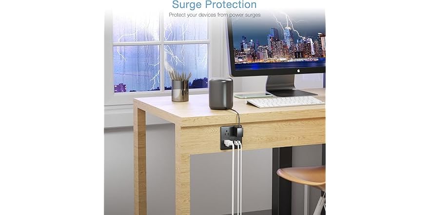 TESSAN Recessed Power Strip – 3 Outlets & 2 USB Ports for Desk Use - Image 4