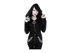 Women Gothic Punk Ring Front Zip Hoodie