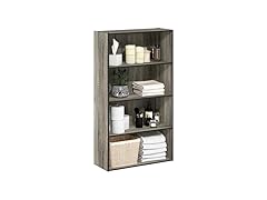 Furinno Pasir 4 Tier Open Shelf, French Oak Grey