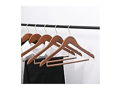 Sukkiri Non-Slip Wooden Suit Hangers with Locking Bar, Set of 30