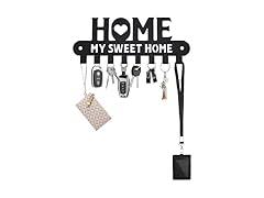 Black Metal Key Holder, Wall Mount, 8 Hooks