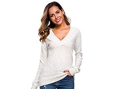 Womens Long Sleeve V Neck Sweater