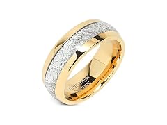 100S JEWELRY 14K Gold 8mm Mens Tungsten Ring